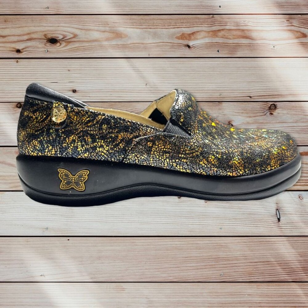 Alegria Black and Gold Clogs Size 36 (US 5)